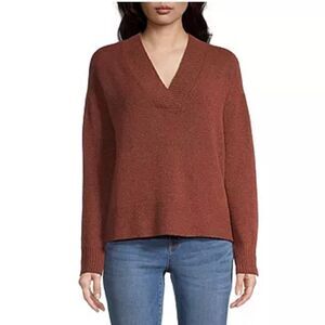 A.N.A Brown V Neck Sweater Size Large